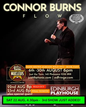 Connor Burns Adds Third Playhouse Show To Edinburgh Fringe Run