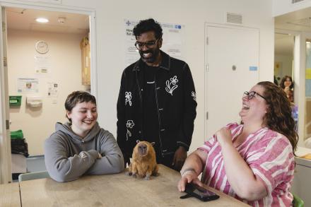 Romesh Ranganathan Meets Young People At University Hospital of Wales Teenage Cancer Trust Unit