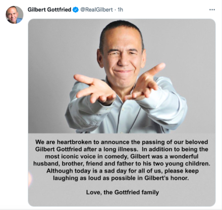 Tributes Paid To Gilbert Gottfried Who Has Died Aged 67